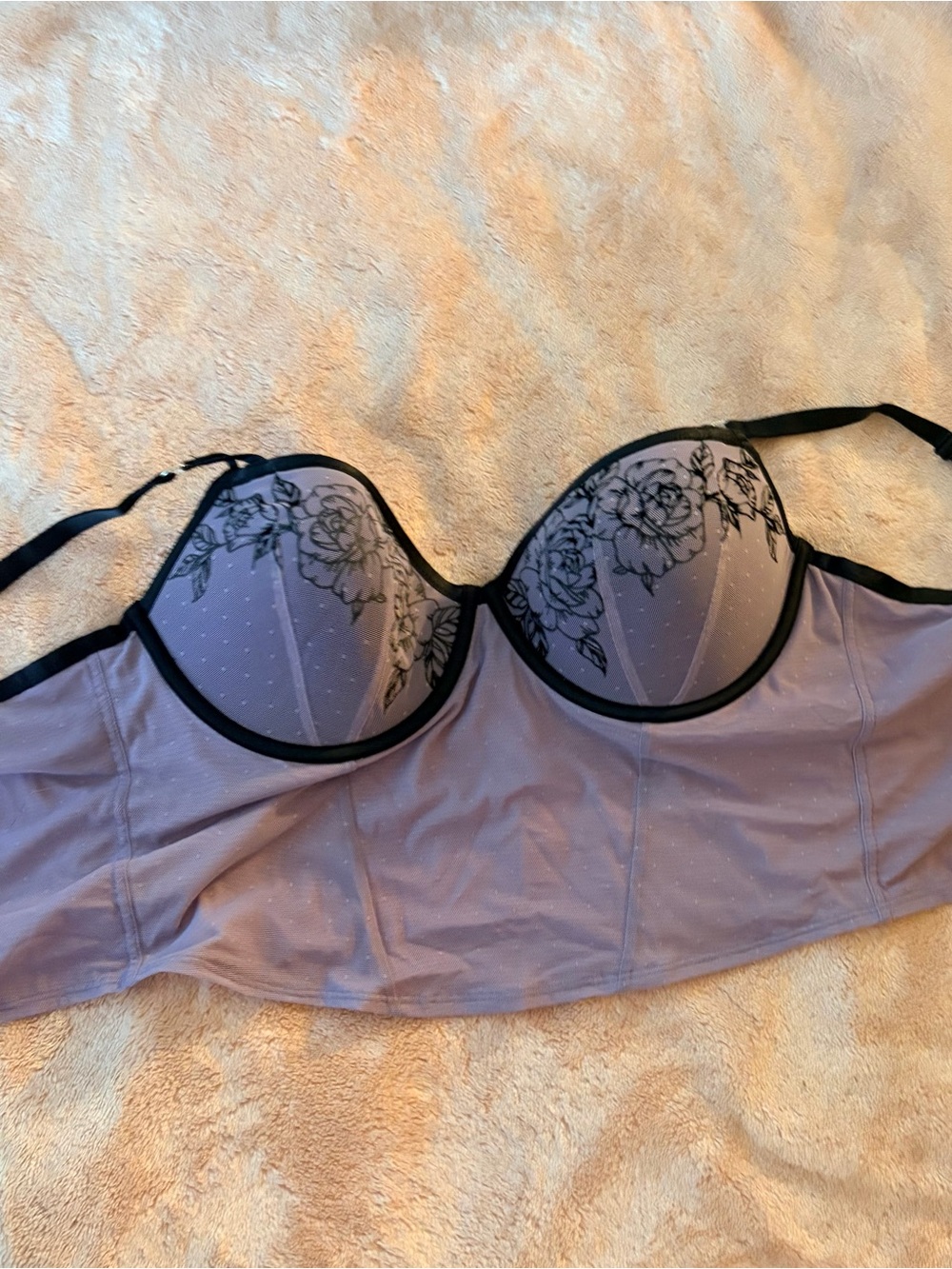 Victoria’s Secret PINK Lace-Accent Bustier Bra in Lavender